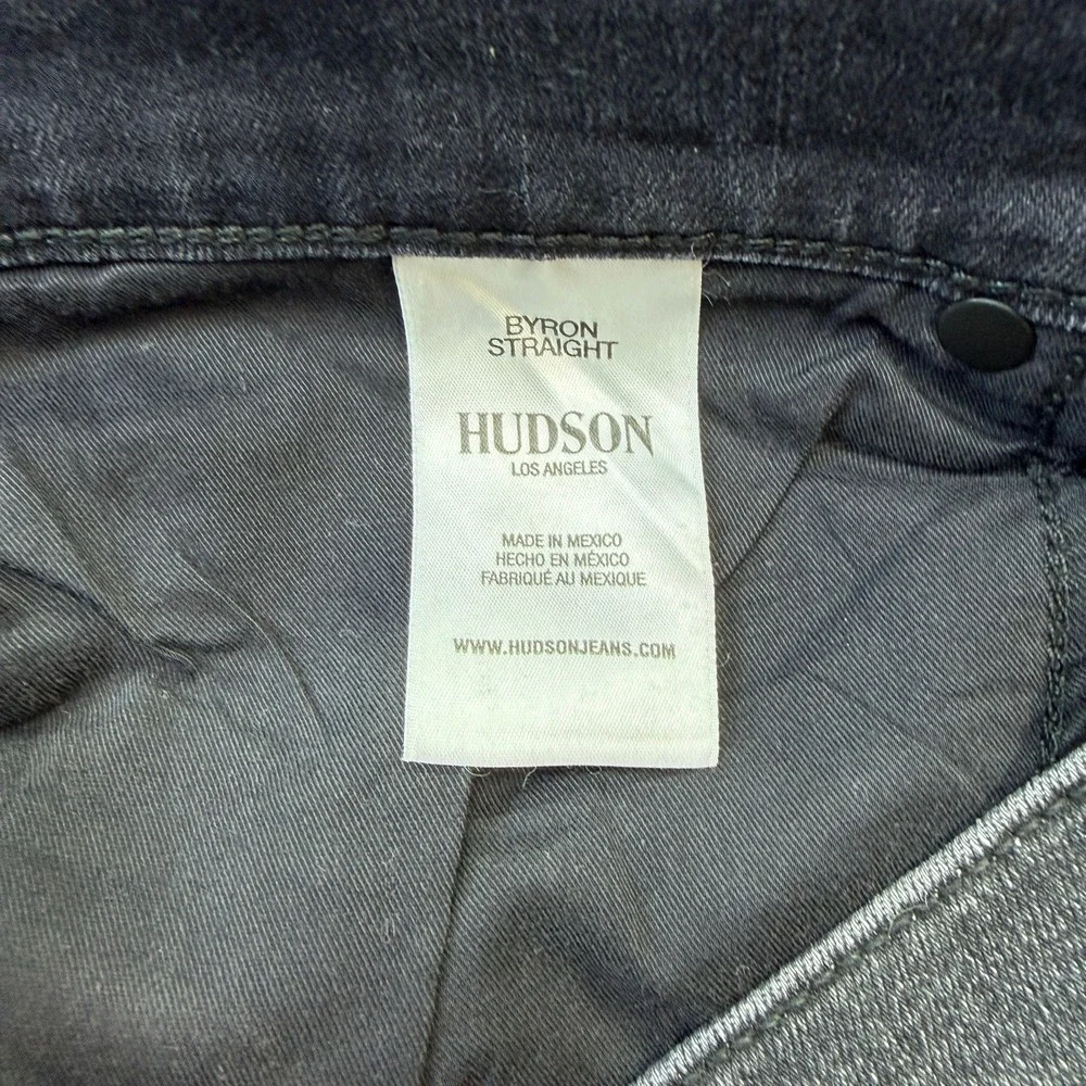 Hudson Byron Straight Jeans Mens 31x32 Grey‎ Black Wash Century Stretch Denim